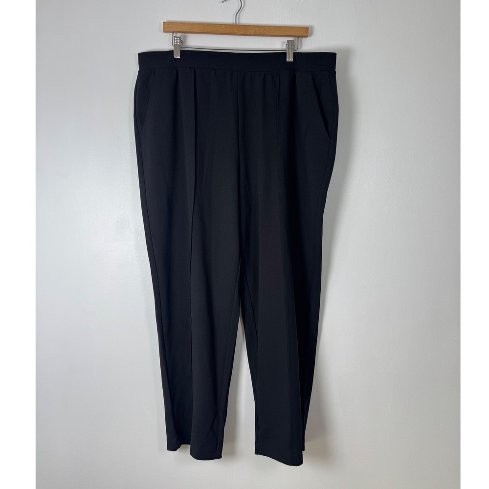 Professional LOFT Womens XXL Tapered Pull‎ On Pants Black Front Seam Pockets